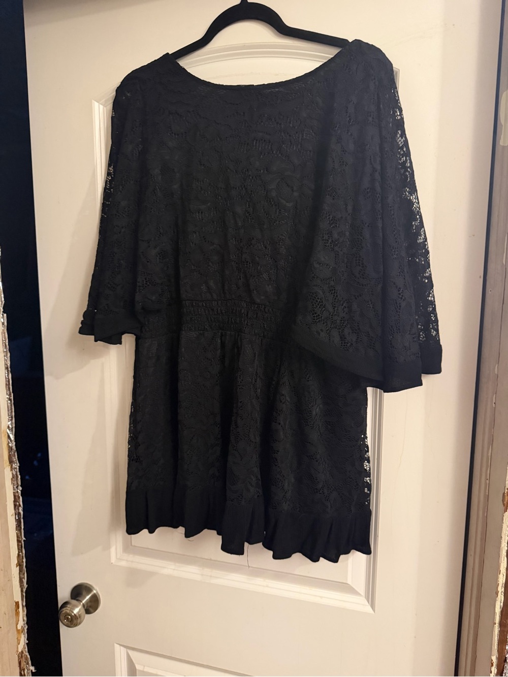 Black Lace V-Neck Women's Shirt - Picture 3 of 3